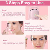 Eyelash Curler Portable Electric Heated Comb Eye Lash Long Lasting Eyelashes Curls Thermal Eyelash Curler Makeup Tools Heated Eyelash Curlers,Rechargeable Electric Eyelash Curler,Handheld Eyelash Heat