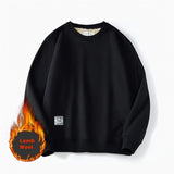 Winter Fleece Sweatshirt Warm Round Neck Pullover Top For Men Solid Color Sweater Boys Teenagers Clothing